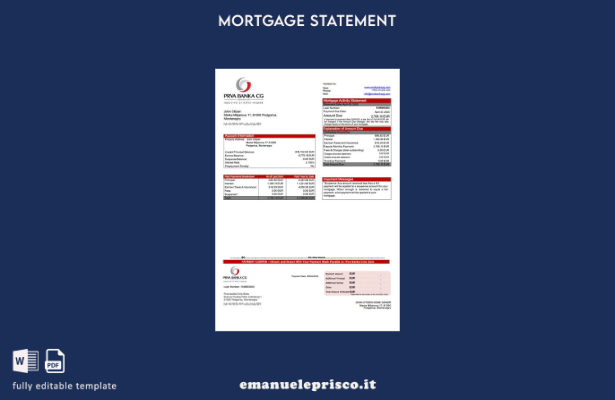 stile verificato Montenegro Prva banka Crne Gore estratto conto ipotecario Model